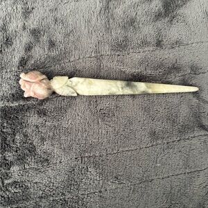 Grade A Carved Jade Stone Rose Hairpin